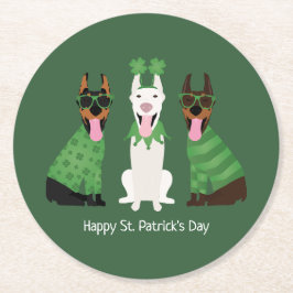 Lycklig St patricks day Dobermann Hundar Underlägg Papper Rund