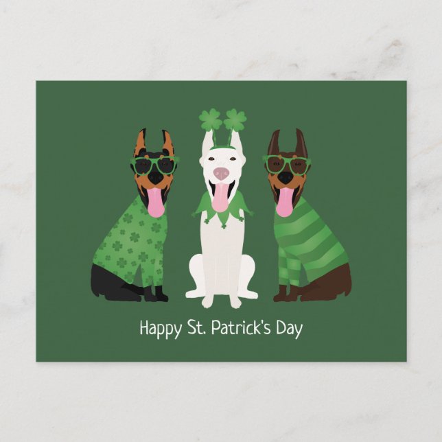 Lycklig St patricks day Dobermann Hundar Vykort (Framsida)