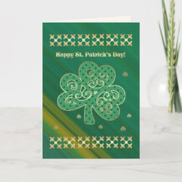 Lycklig St. Patrick's Day Elegant Guld Shamrock Kort