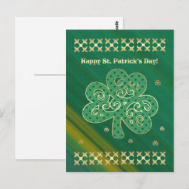 Lycklig St. Patrick's Day. Elegant Guld Shamrock Vykort