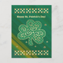 Lycklig St. Patrick's Day. Elegant Guld Shamrock Vykort