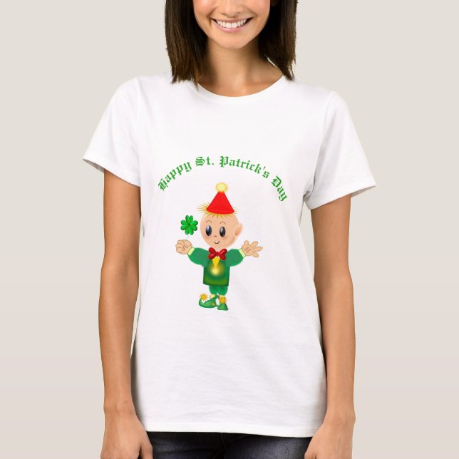 Lycklig St. Patrick's Day Elf T-shirt (Framsida)