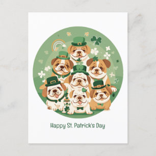 Lycklig St. Patrick's Day English Bulldog Helg Vykort