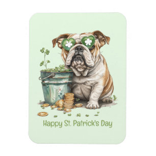Lycklig St. Patrick's Day English Bulldog Magnet
