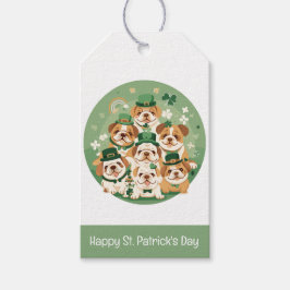 Lycklig St. Patrick's Day English Bulldog Presentetikett