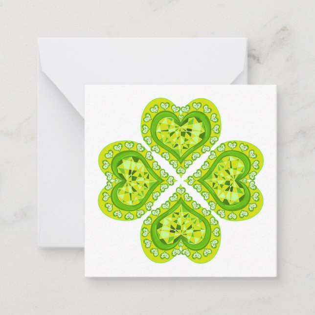 Lycklig St patricks day Fabric font 4 Heart Diamon Anteckningskort (Framsida)