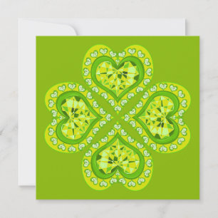 Lycklig St. Patrick's Day Fabric Font 4 Heart Lövs Julkort