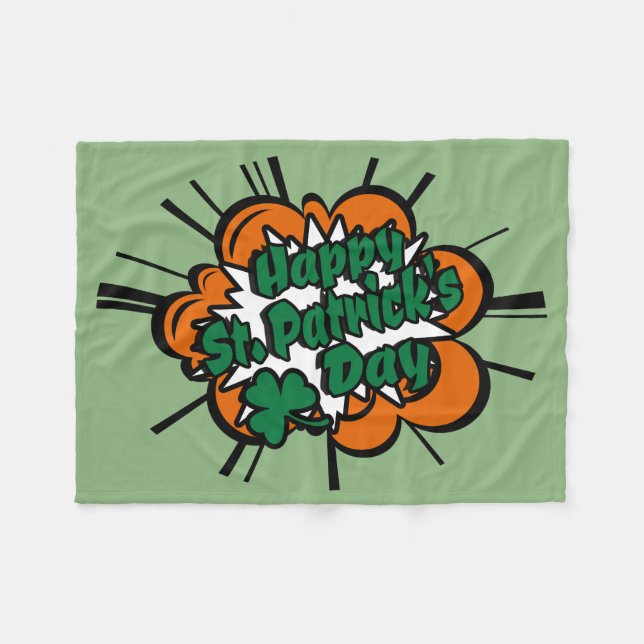 Lycklig St. Patrick's Day Fleecefilt (Framsidan (Horisontell))