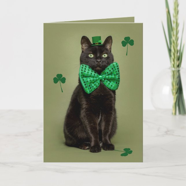 Lycklig St. Patrick's Day for any Black Cat Helgkort (Framsida)