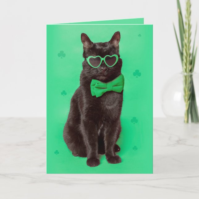 Lycklig St patricks day for any Black Cat Helgkort (Framsida)