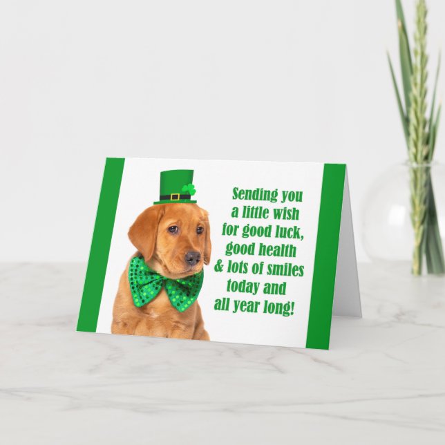 Lycklig St. Patrick's Day for any Cute Lab Puppy Helgkort (Framsida)