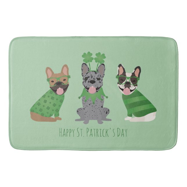 Lycklig St patricks day Fransk Bulldog Badrumsmatta (Framsidan)
