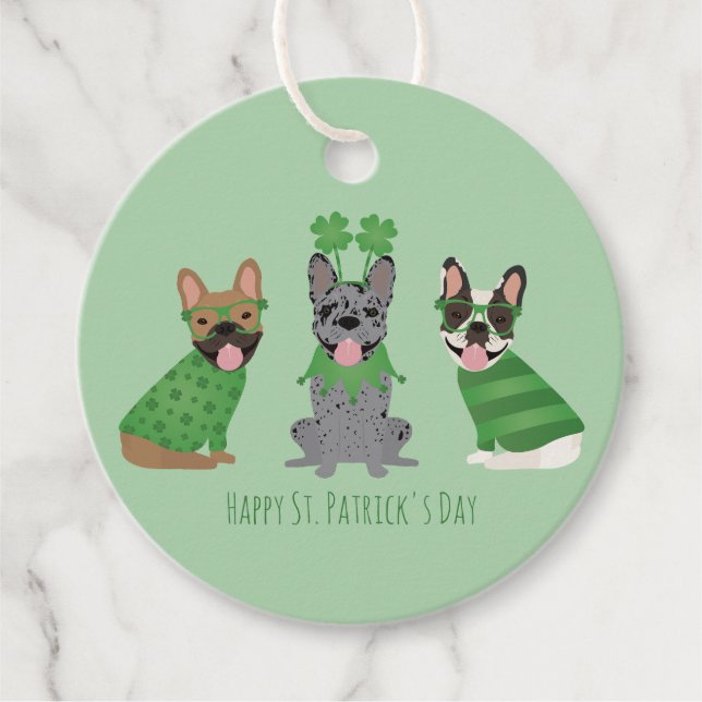 Lycklig St patricks day Fransk Bulldog Gåvor Etiketter (Framsida)