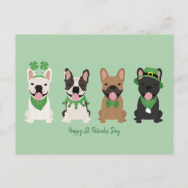 Lycklig St patricks day Fransk Bulldog Helg Vykort