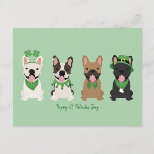 Lycklig St patricks day Fransk Bulldog Helg Vykort