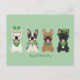Lycklig St patricks day Fransk Bulldog Helg Vykort