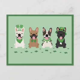 Lycklig St patricks day Fransk Bulldog Klöver Helg Vykort
