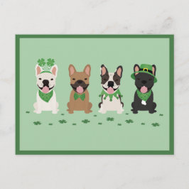 Lycklig St patricks day Fransk Bulldog Klöver Helg Vykort
