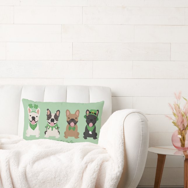 Lycklig St patricks day Fransk Bulldog Lumbarkudde (Soffa)