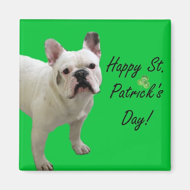Lycklig St. Patrick's Day Fransk Bulldog magnet (Framsidan)