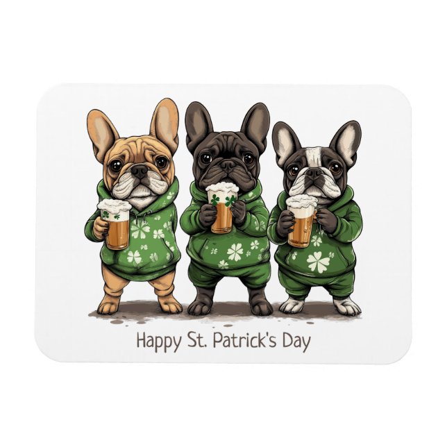 Lycklig St. Patrick's Day Fransk Bulldog Magnet (Horisontell)