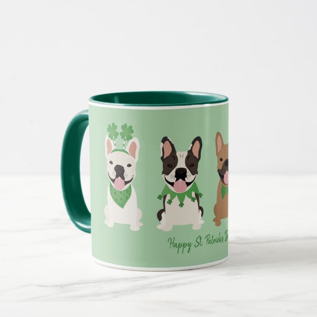 Lycklig St patricks day Fransk Bulldog Mugg (Framsida vänster)