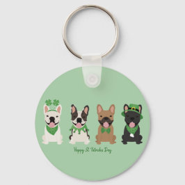 Lycklig St patricks day Fransk Bulldog Nyckelring