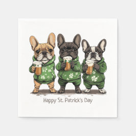 Lycklig St. Patrick's Day Fransk Bulldog Pappersservett