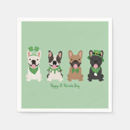 Lycklig St patricks day Fransk Bulldog Pappersservett