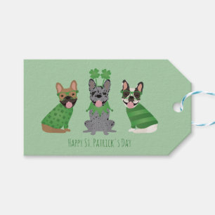 Lycklig St patricks day Fransk Bulldog Presentetikett