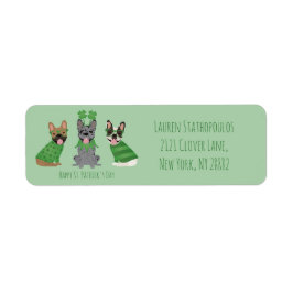 Lycklig St patricks day Fransk Bulldog Returadress Etikett