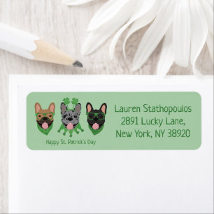 Lycklig St patricks day Fransk Bulldog Returadress Etikett