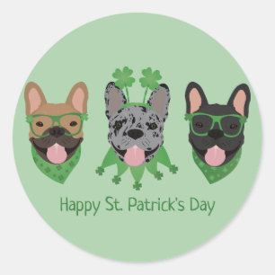 Lycklig St patricks day Fransk Bulldog Runt Klistermärke