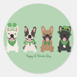 Lycklig St patricks day Fransk Bulldog Runt Klistermärke