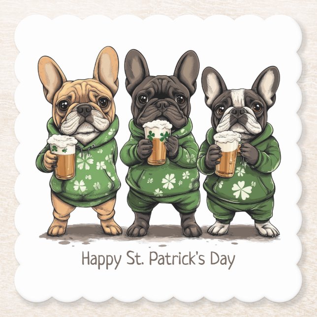 Lycklig St. Patrick's Day Fransk Bulldog Underlägg Papper (Framsida)