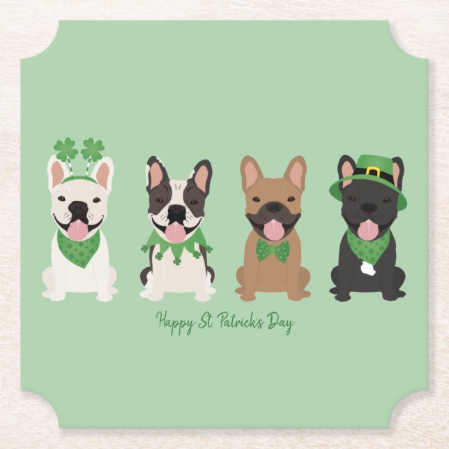 Lycklig St patricks day Fransk Bulldog Underlägg Papper (Framsida)