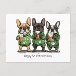 Lycklig St. Patrick's Day Fransk Bulldog Vykort