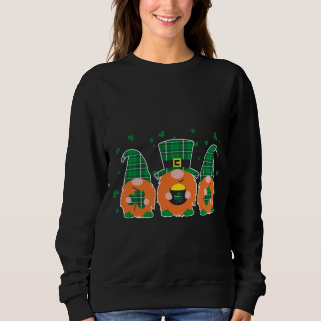 Lycklig St. Patrick's Day Funny Three Gnomes Holdi T Shirt (Framsida)