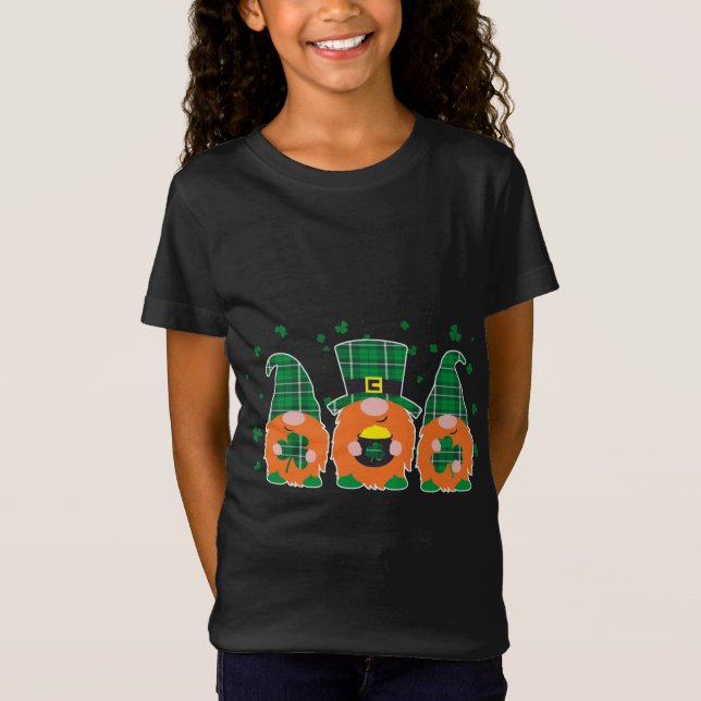 Lycklig St. Patrick's Day Funny Three Gnomes Holdi T Shirt (Framsida)