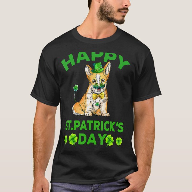 Lycklig St patrick's day Funy Saint patrick Corgi T Shirt (Framsida)
