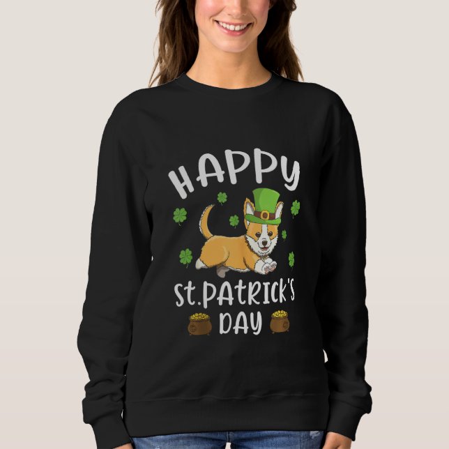 Lycklig St patrick's day Funy Saint patrick Corgi  T Shirt (Framsida)