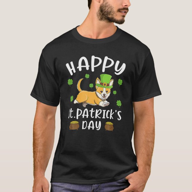 Lycklig St patrick's day Funy Saint patrick Corgi  T Shirt (Framsida)