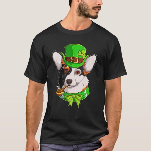 Lycklig St patrick's day Funy Saint patrick Corgi  T Shirt (Framsida)