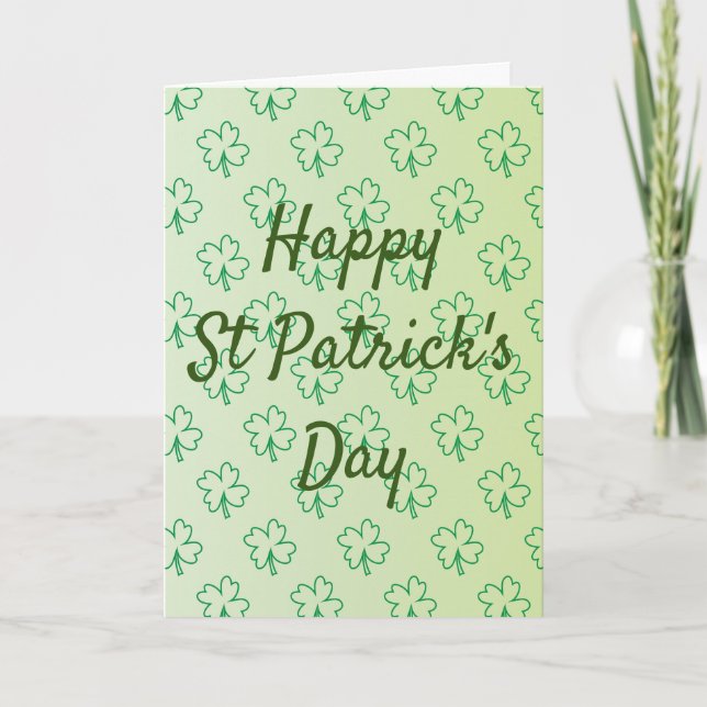 Lycklig St patrick's day, fyra klöver-grönt, scham Helgkort (Framsida)