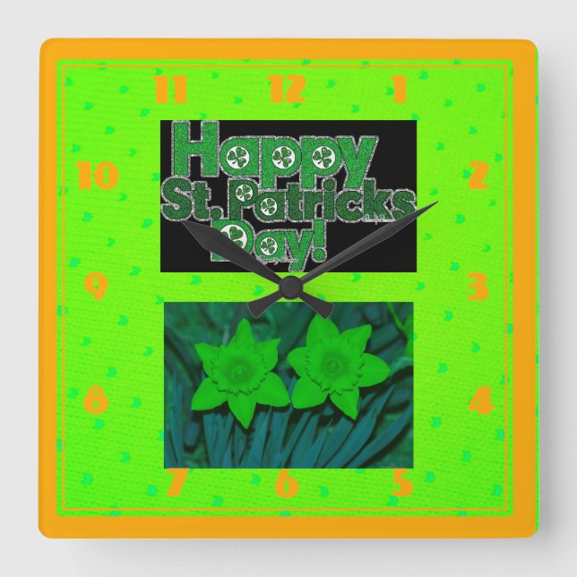 Lycklig ST.Patrick's Day Fyrkantig Klocka (Framsida)