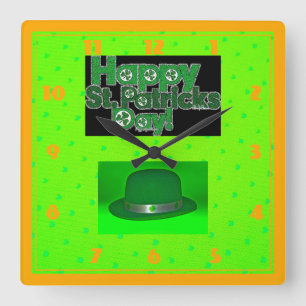 Lycklig St.Patricks Day Fyrkantig Klocka