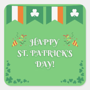 Lycklig St. Patrick's Day Fyrkantigt Klistermärke