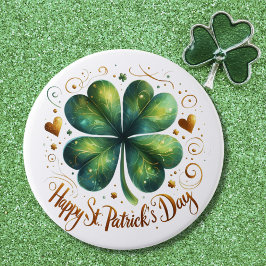Lycklig St patrick's day Fyrklöver Knapp