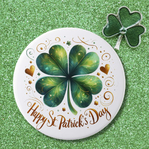 Lycklig St patrick's day Fyrklöver Knapp