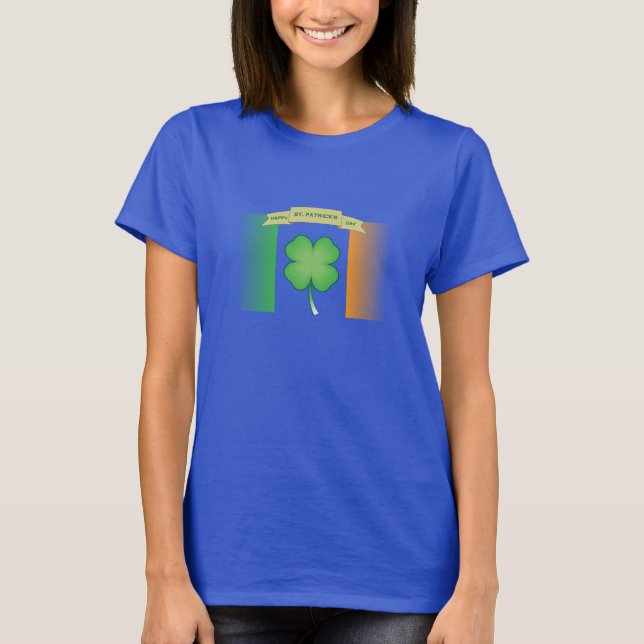 Lycklig St. Patrick's Day (Fyrklöver) Tee Shirt (Framsida)